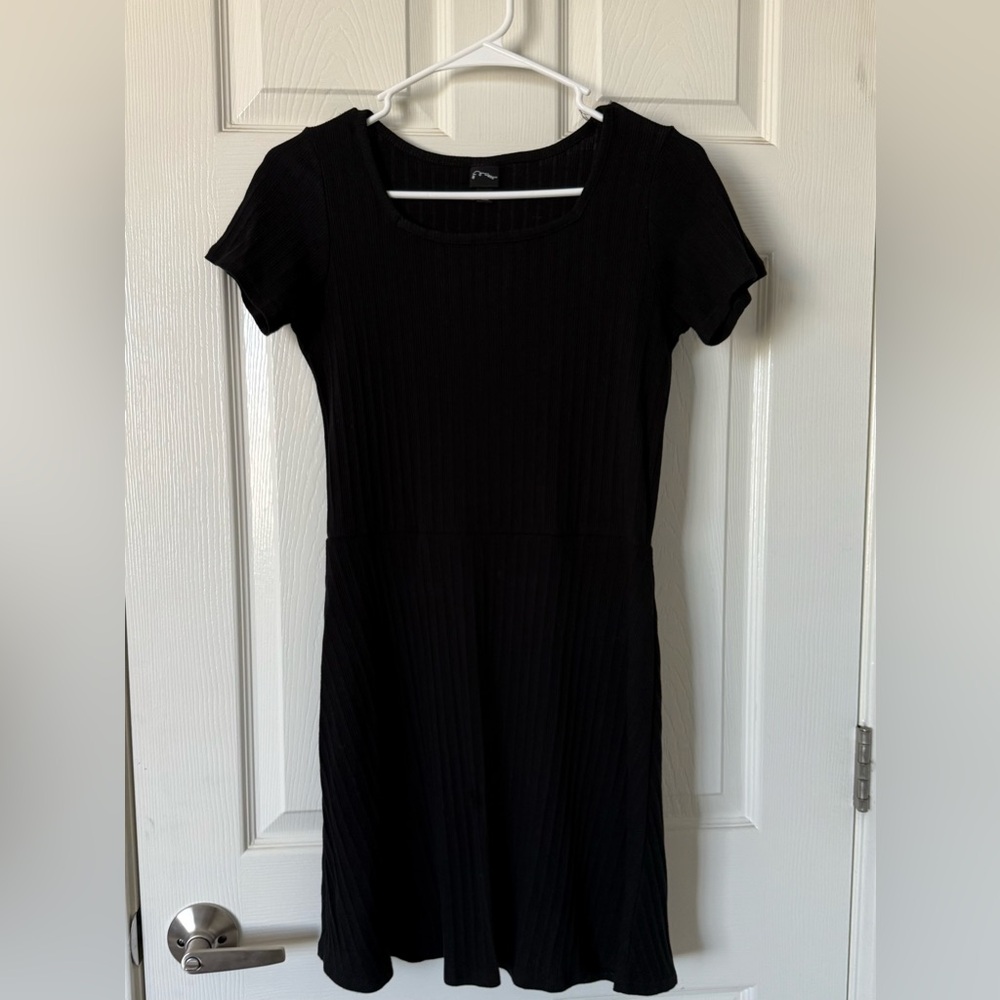 Girls Square Neck Black Dress